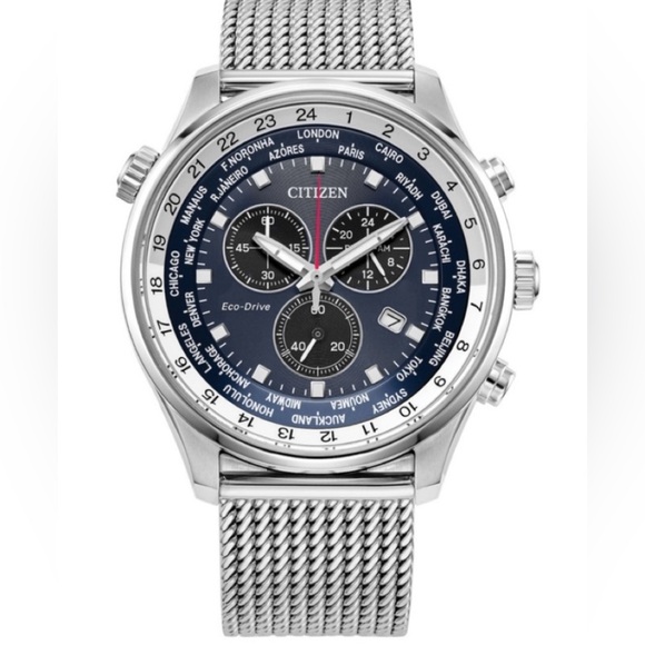 Citizen Eco-Drive Luxury Stainless Steel Chronograph Men's Quartz Watch, 43mm - Picture 5 of 14